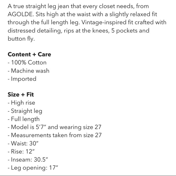 Never worn AGOLDE Lana Vintage Straight Leg Jean - Picture 2 of 9